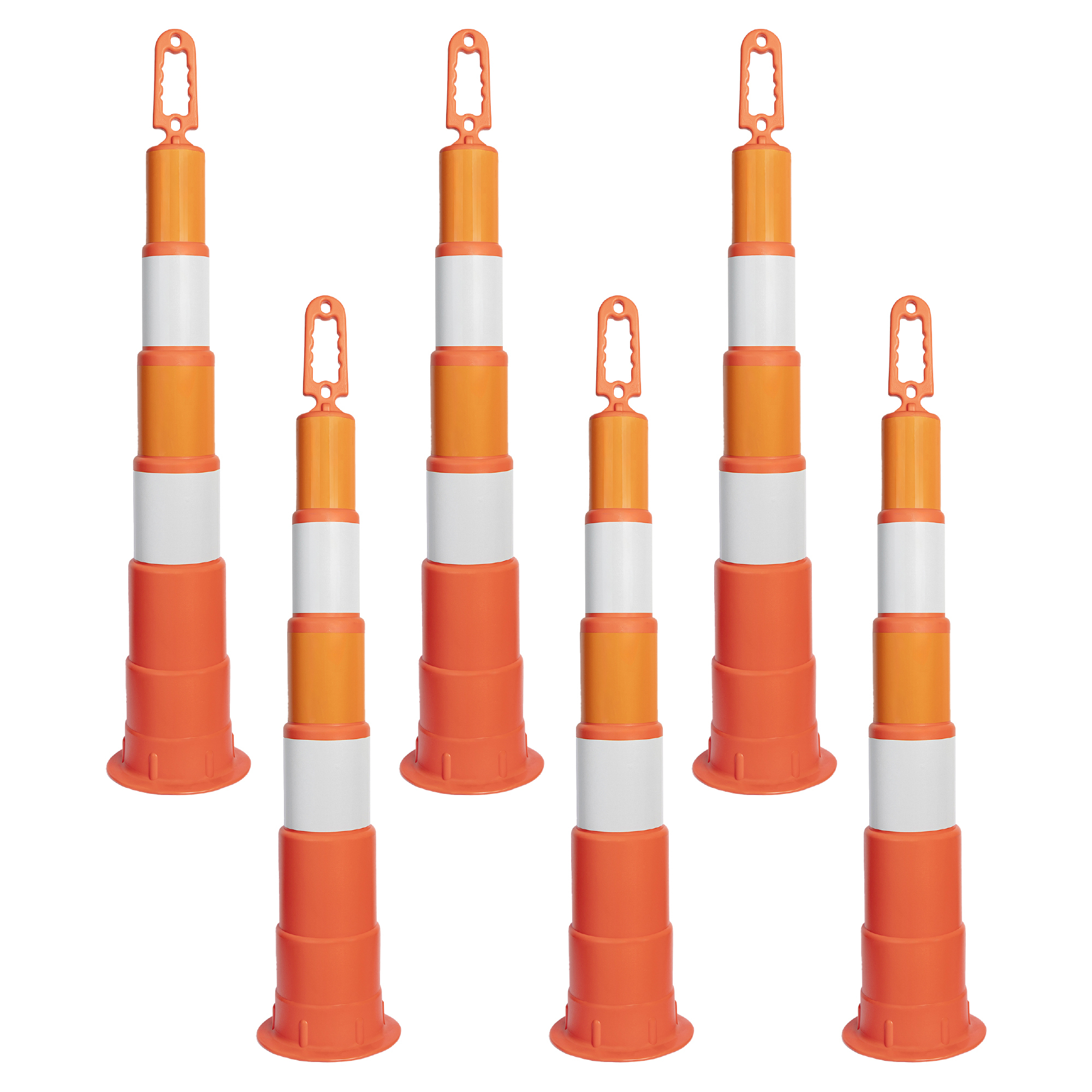 42" Orange Channelizer Cone with (4) 6" Engineer Grade Sheeting - 6 Pack